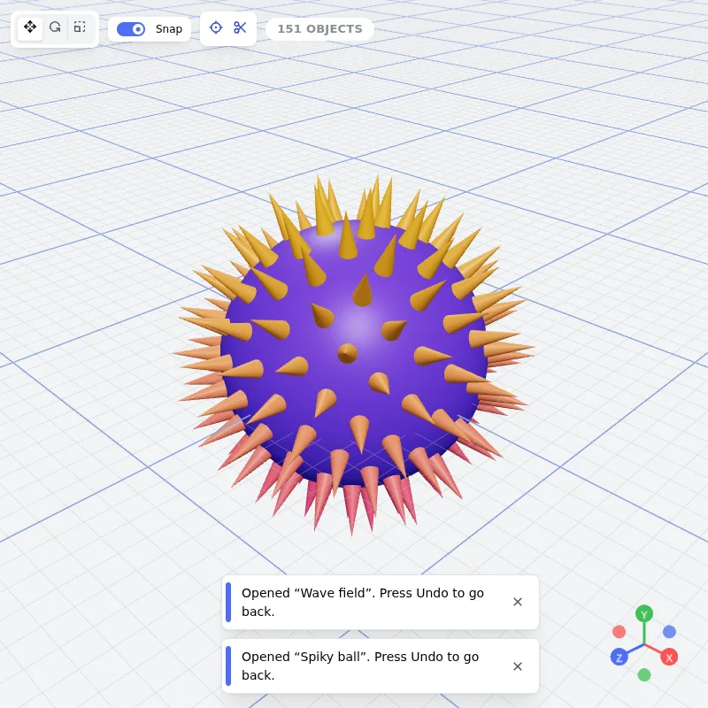 Purple cones distributed evenly around a sphere
